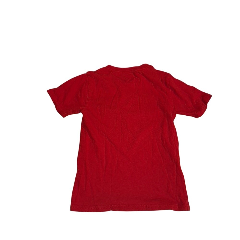 Tommy Hilfiger Red T Shirt Boys Kids Size 5 Script Logo Short Sleeve Cotton Tee - Picture 2 of 3